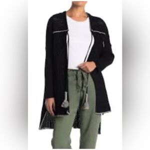 UGG Black‎ Cardigan Sweater with Elegant Piping